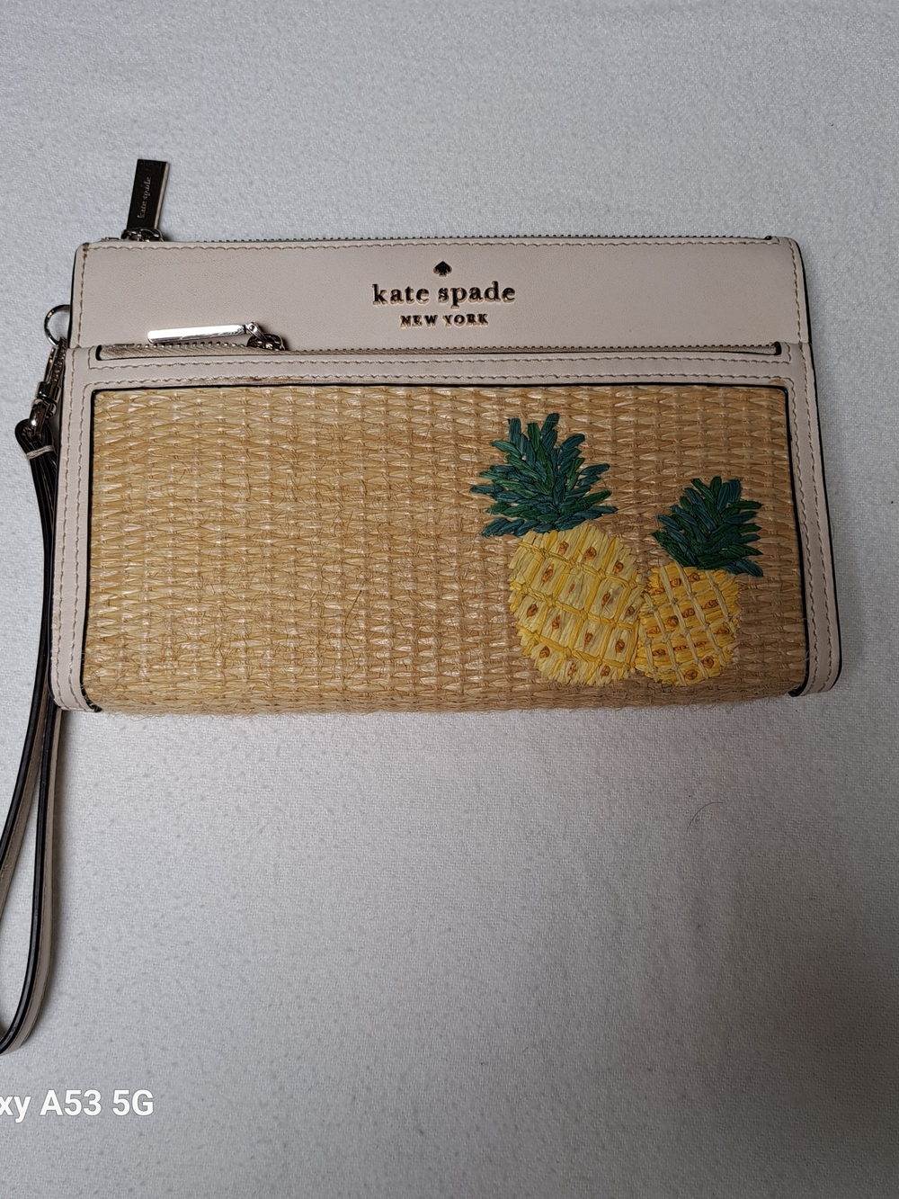 kate spade Beige Pineapple Straw Wristlet - Picture 1 of 8